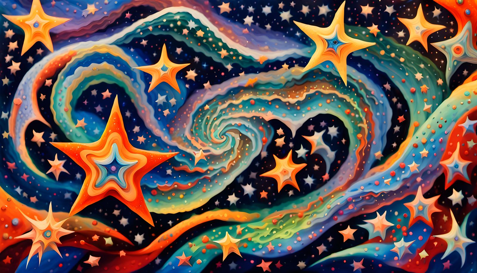 Iridescent Aboriginal Star Cluster in Surrealist Style