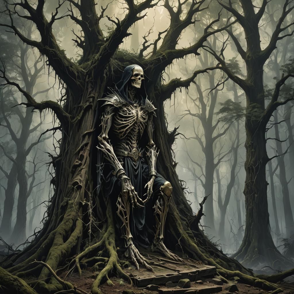 Sinister Forest Shrine in Dark Fantasy Style