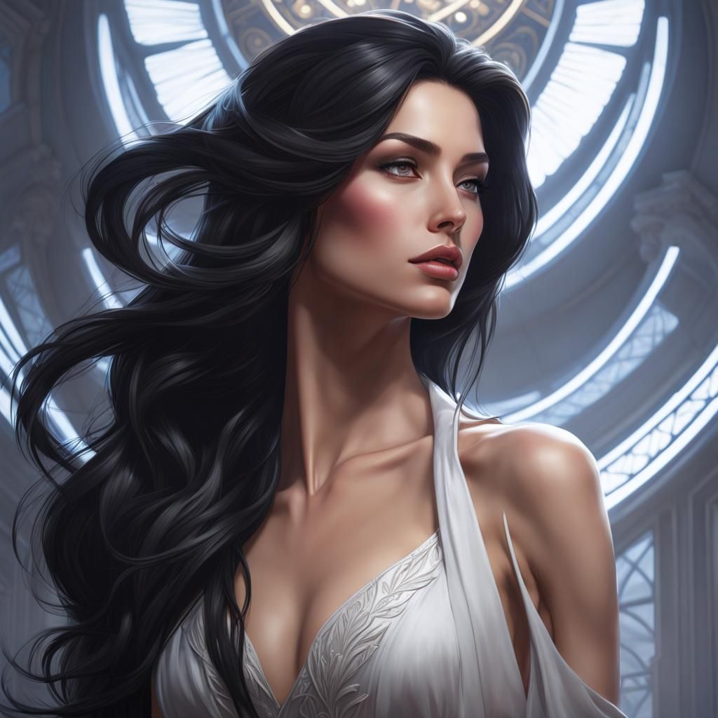 Beautiful Woman Portrait in Hyperdetailed Digital Art Style