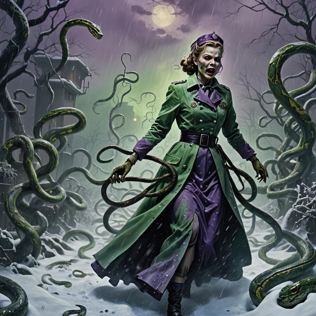 Zombie Nurse in a Swirling Snowstorm