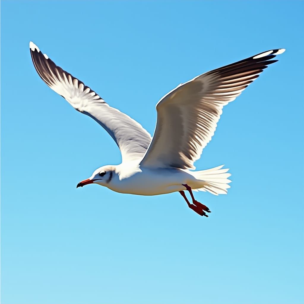 Seagull in Flight: American Renaissance Oil Painting