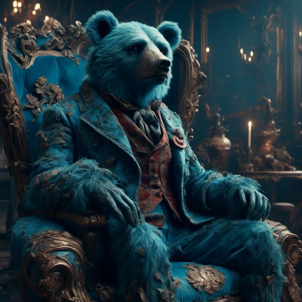 Blue Bear in Blue Room: Detailed Matte Painting