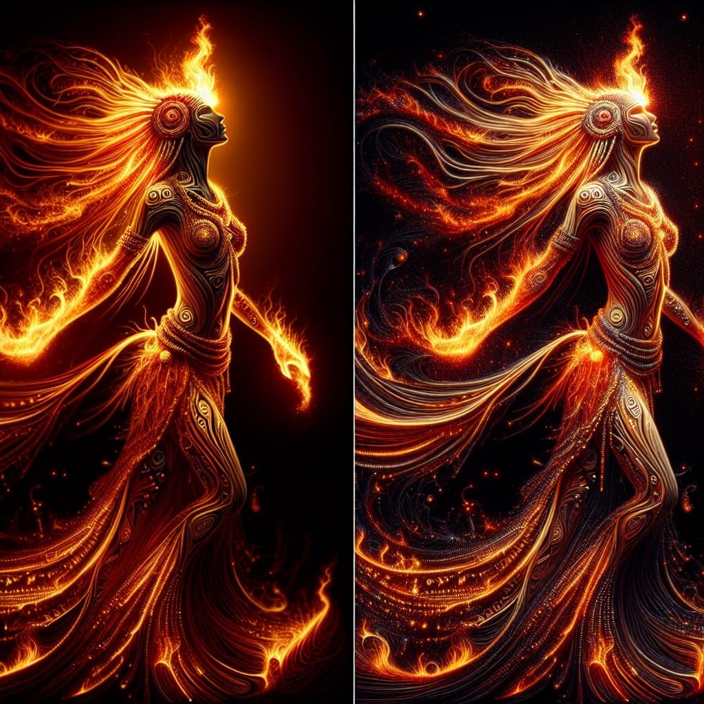 Ember Woman Dancing: Astral Cosmic Art