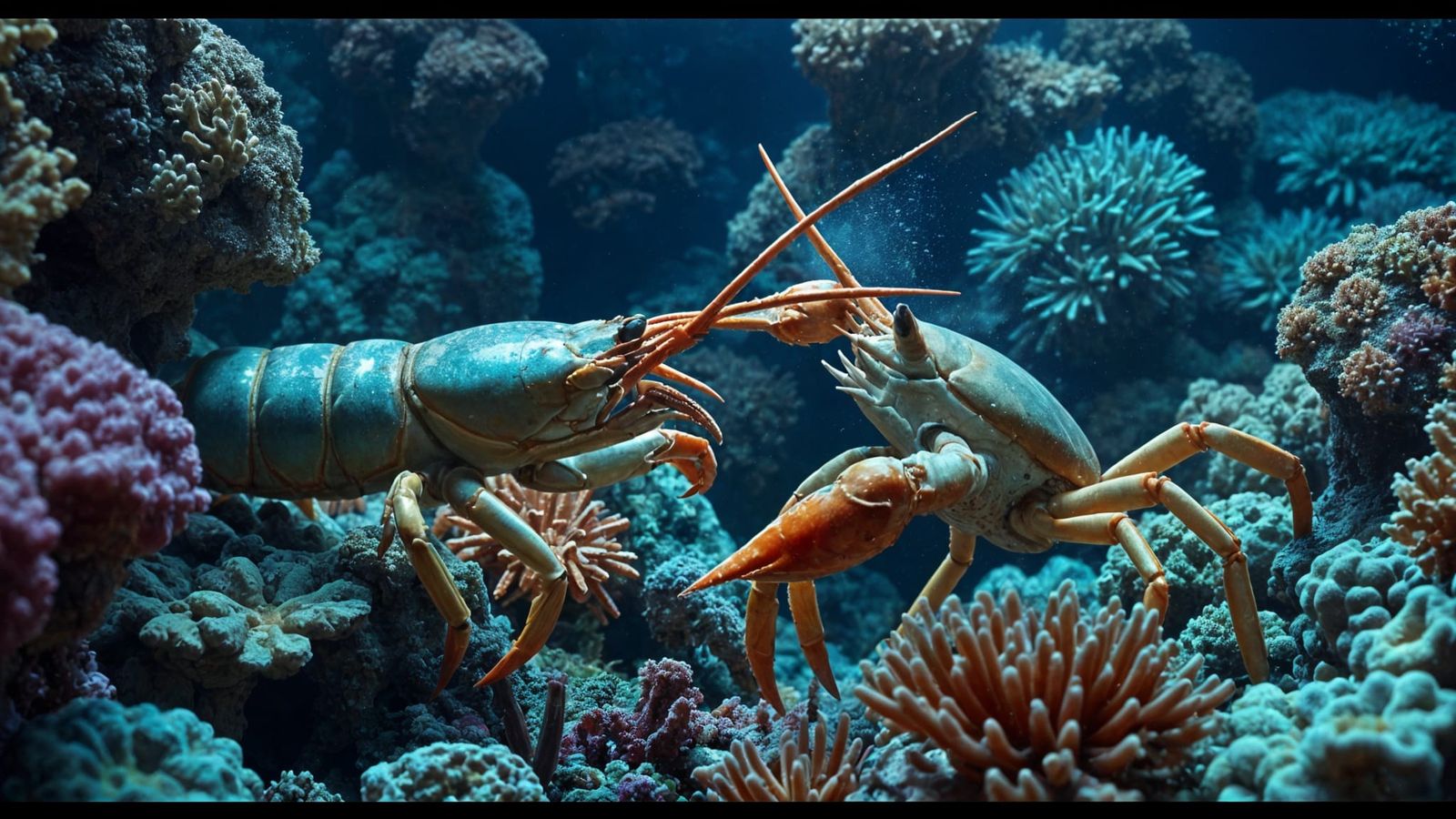 Epic Underwater Fight: Lobster vs. Crab in 8k