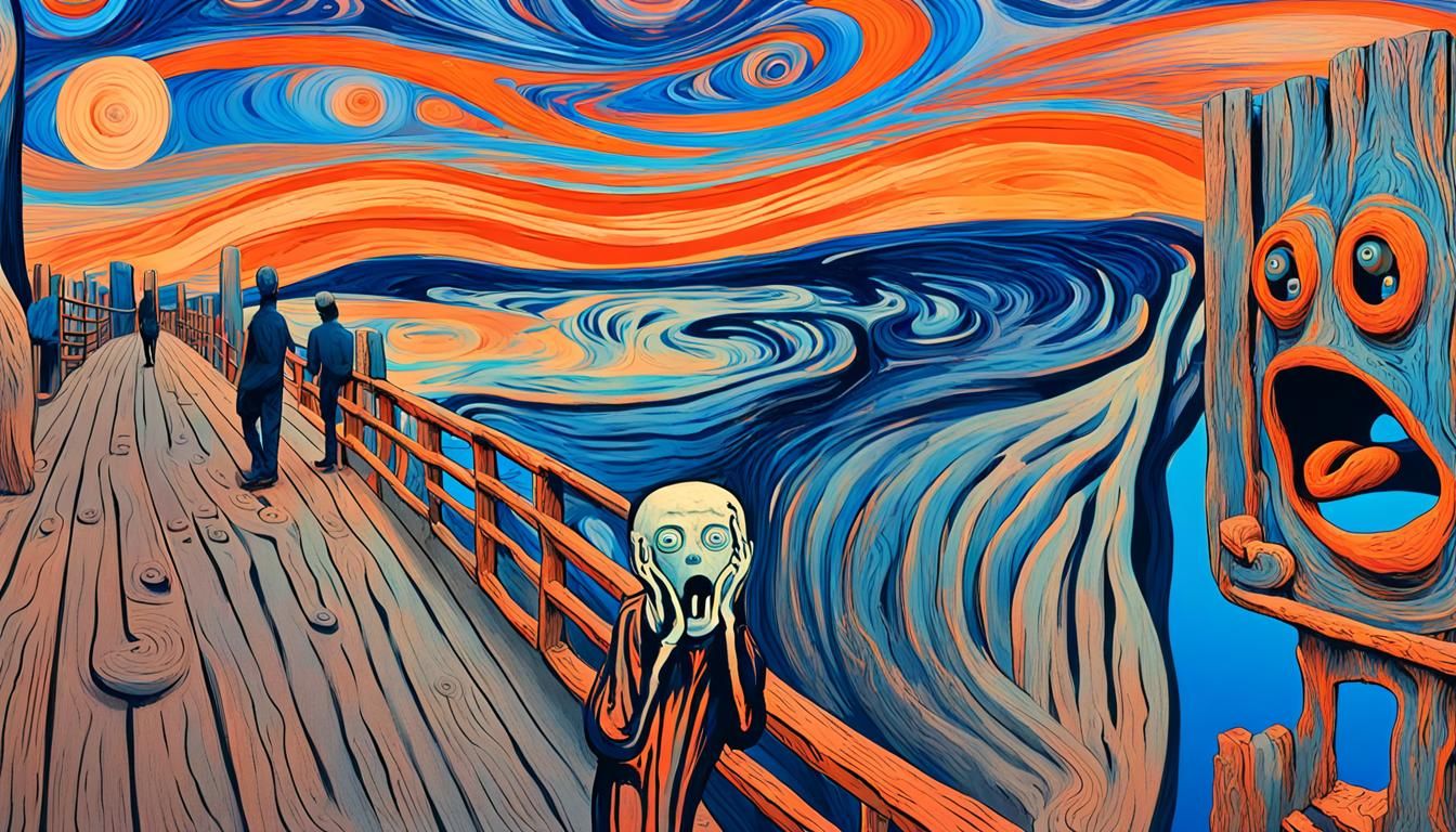 Surreal Anthropomorphic Figure's Anguish in Psychedelic Art