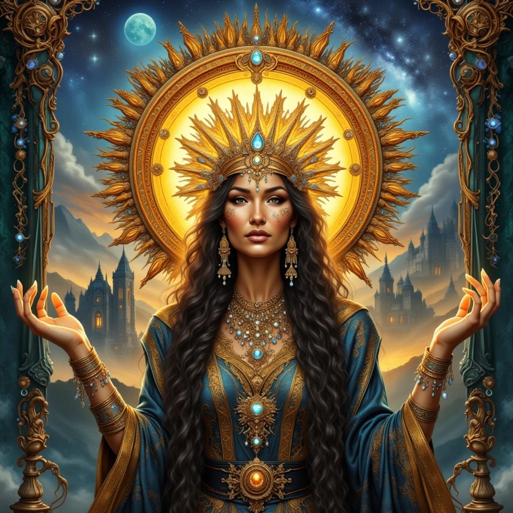 <lora:Sorceress:1.0> <lora:Alchemie Wizard:1.0> <lora:TTNF:1.0> <lora:Archetypal Images:1.0> A magical Dreamweaver creat...