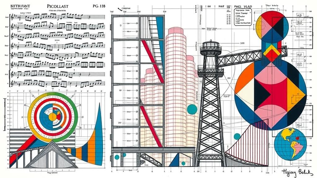 Avant-Garde Graphic Score in Op Art Style