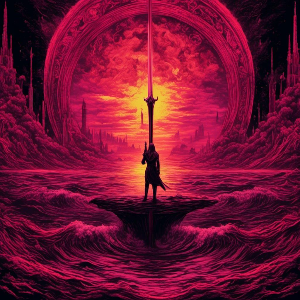 Sword of Life: Neon 80s Splash Art