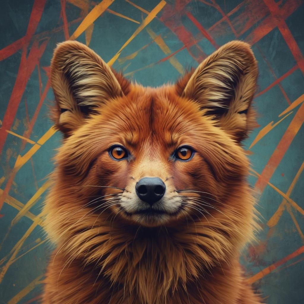 Stylized Red Dhole Portrait in Pop Art Style