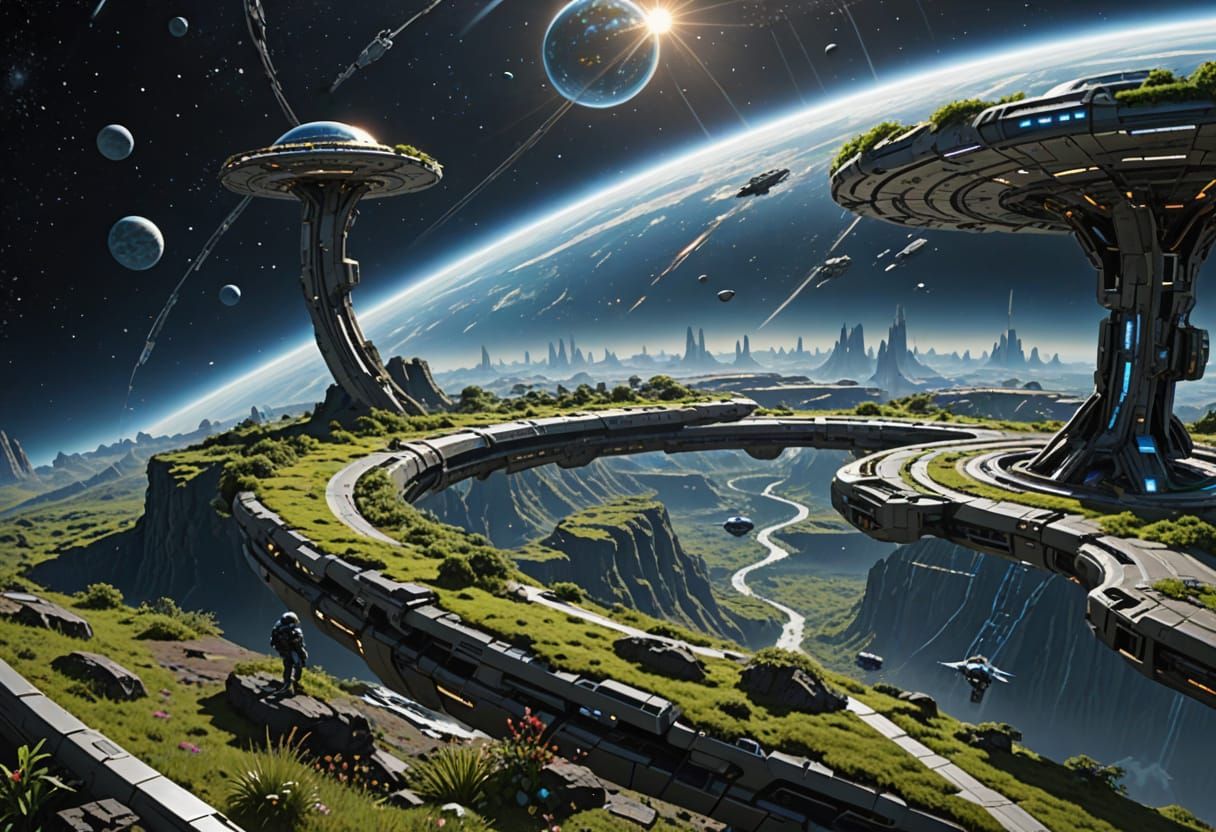 Interior View of a Lush Halo World