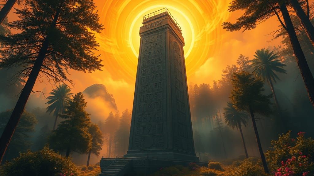 Mystical Monolith in Lush Forest