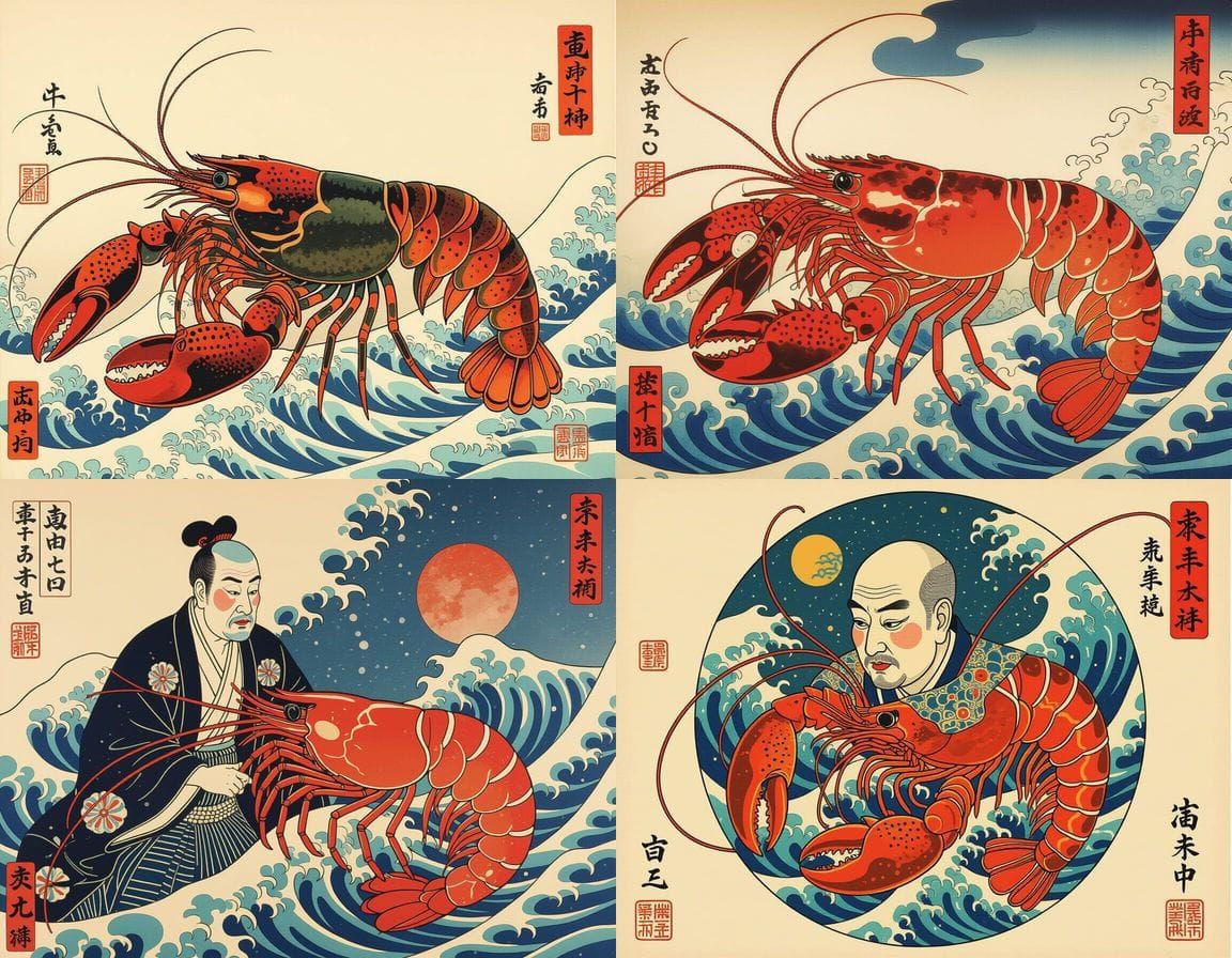 Horrific Mythical Hybrid in Ukiyo-e Style