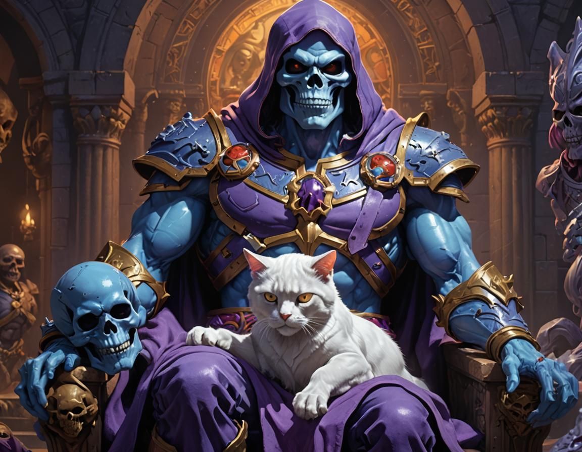 Skeletor and his pet cat, Fluffator.