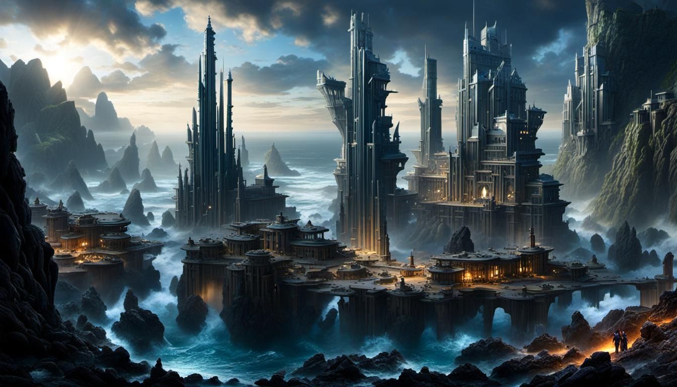 Futuristic Post-Apocalyptic Ocean Fortress in Digital Art