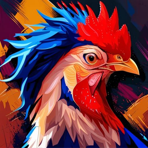 Adorable Rooster Portrait in Vibrant Digital Art