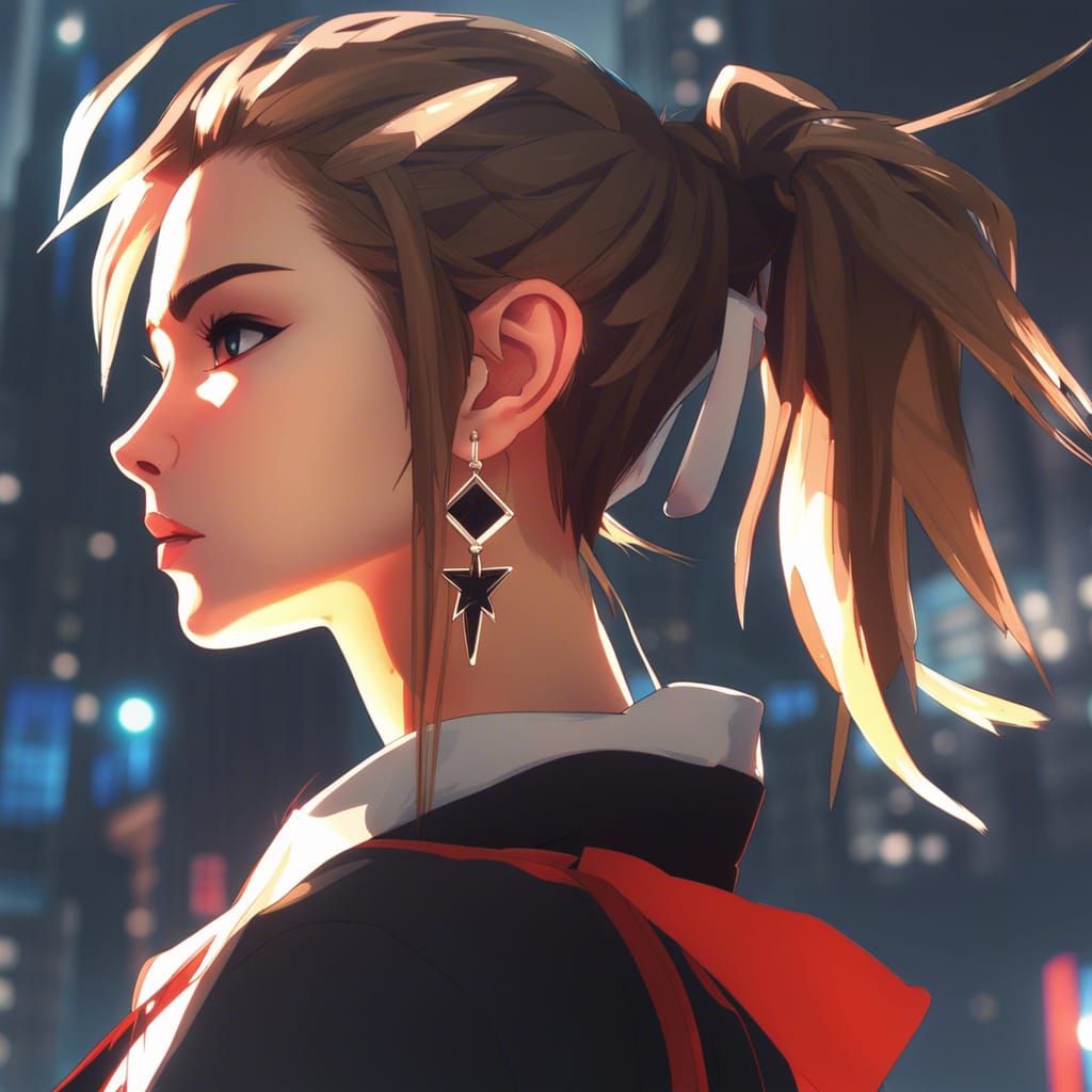 Tomboy Woman Portrait with Glitchcore Effects