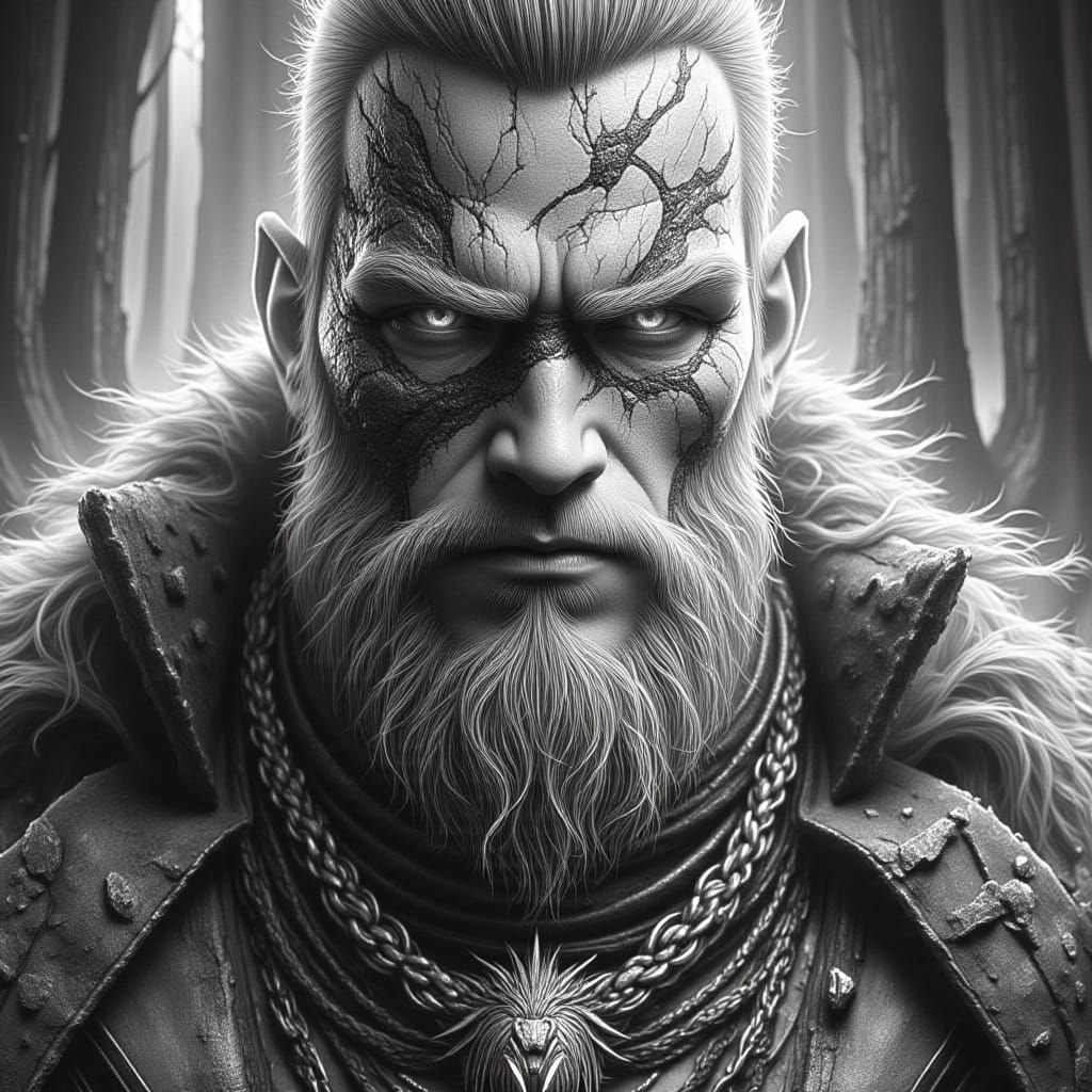 Borak Fang-Breaker: Highlander in Pencil Sketch Style