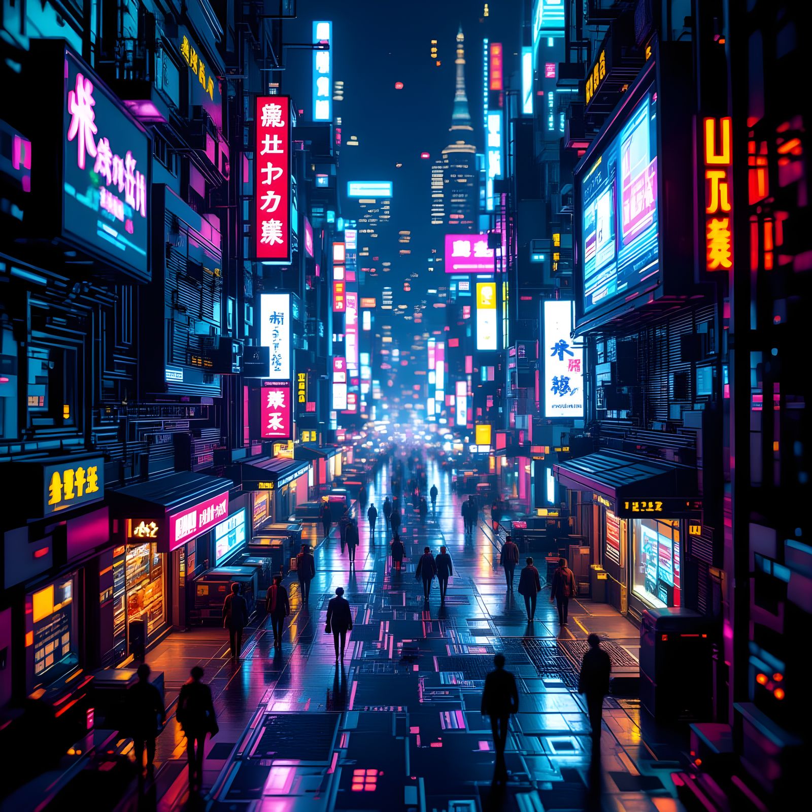 A miniature cyberpunk city built inside a discarded computer...