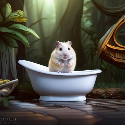 Hamster Bath Time: Detailed Matte Painting