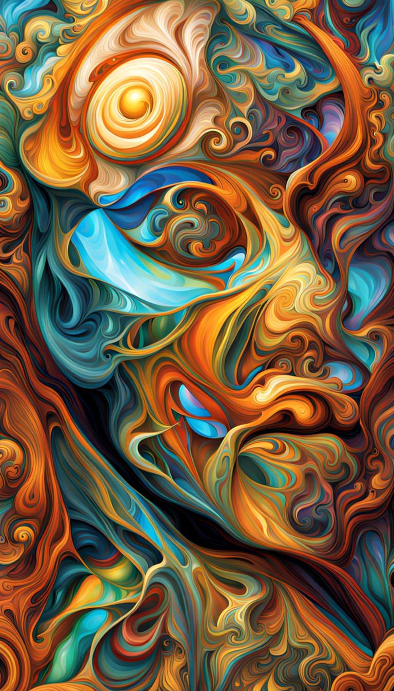 Art Deco Cubist Abstract in Electric Colors