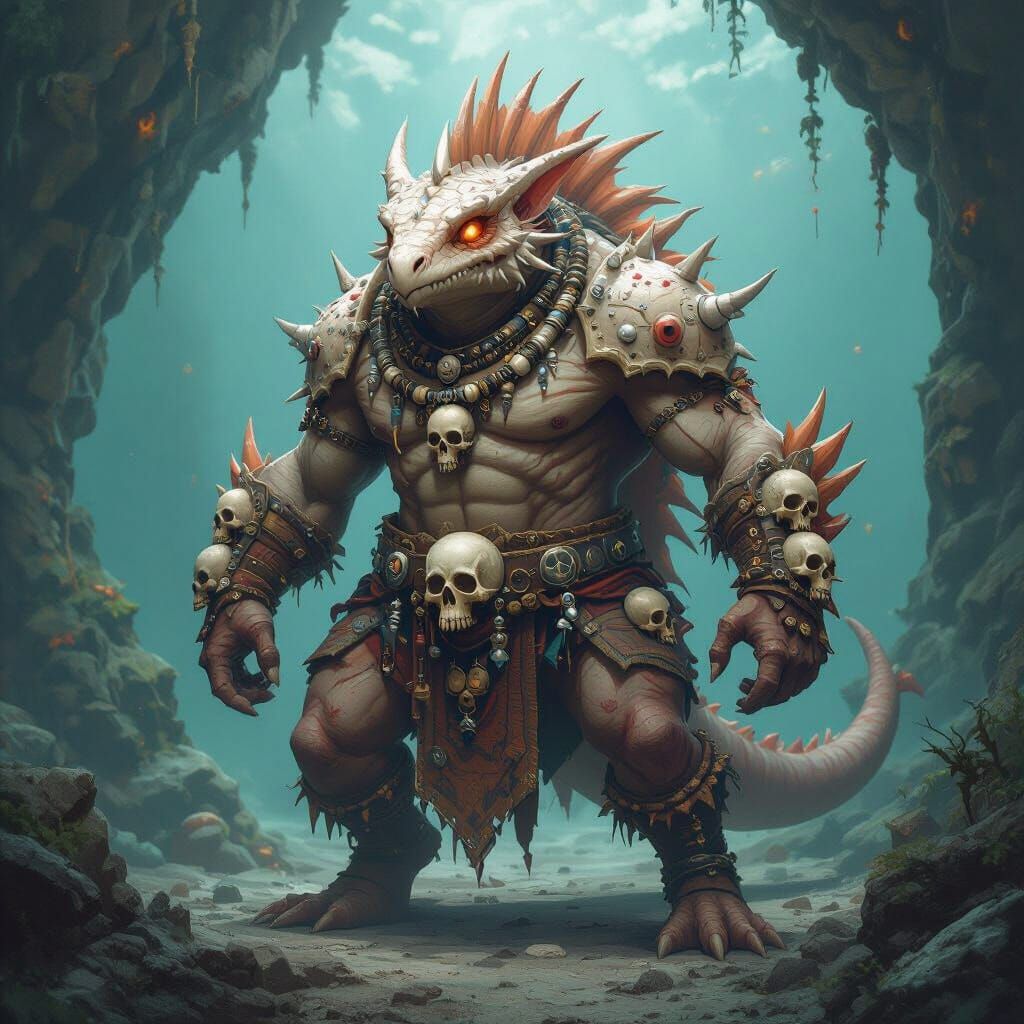 Locathah Warden of Bone Channels in Dark Fantasy Art