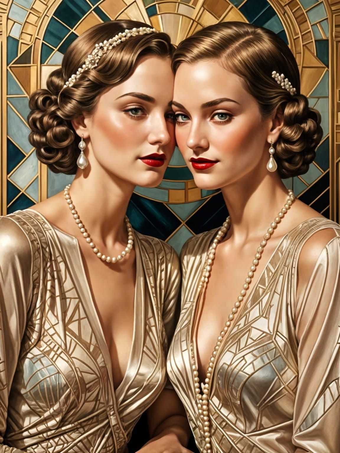 Art Nouveau-Inspired Portraits of Two Women