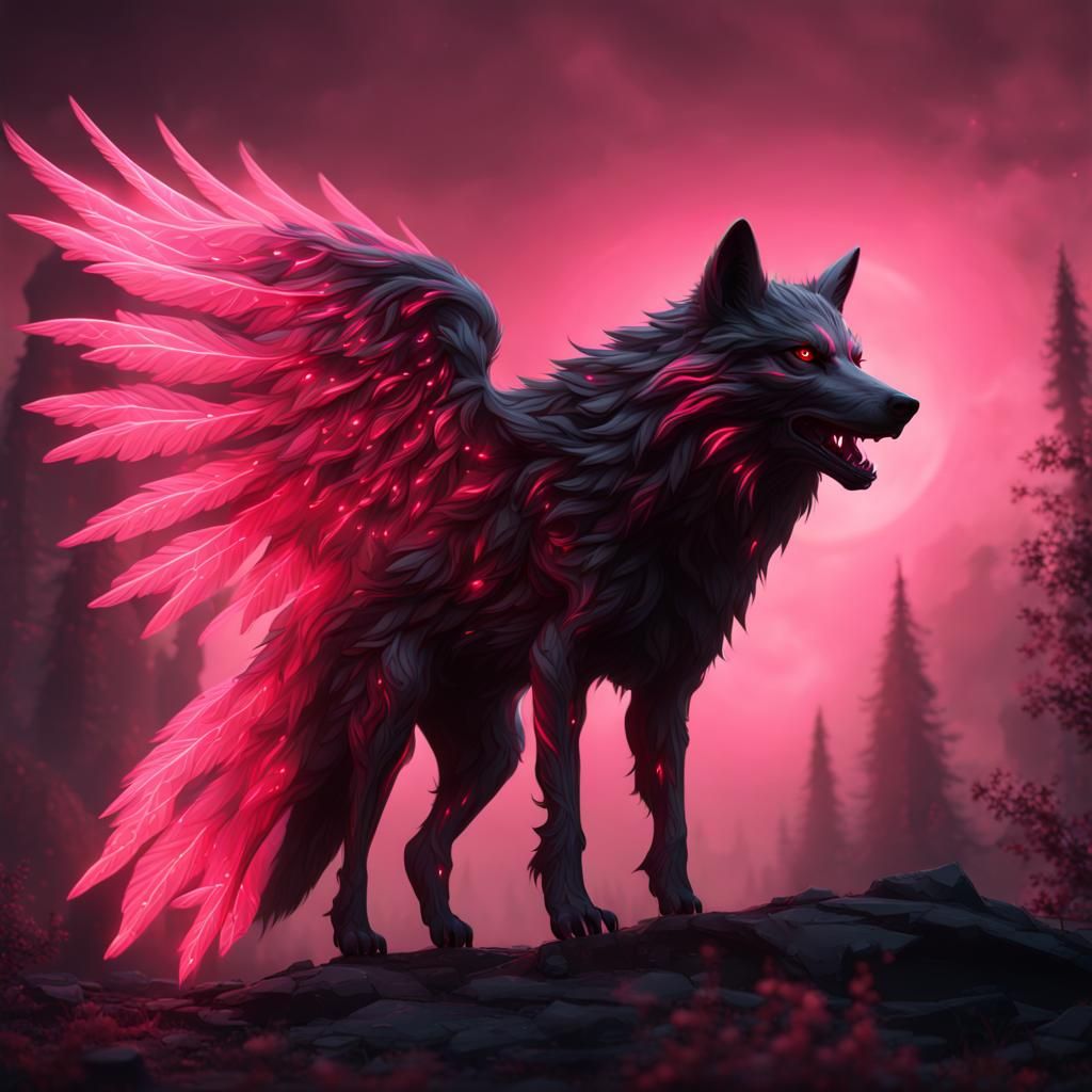 Black and Red Glowing Wolf
