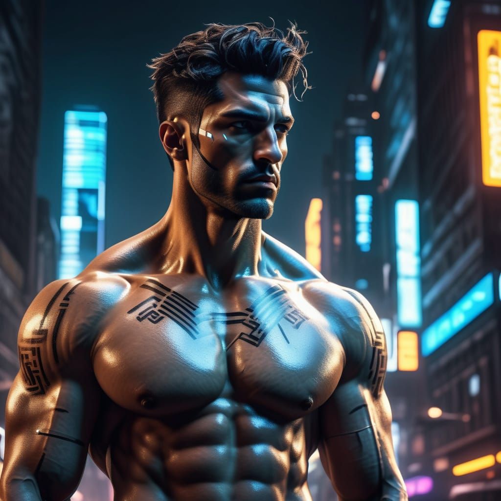 Cyberpunk David: A Modern Take on Michelangelo's Sculpture