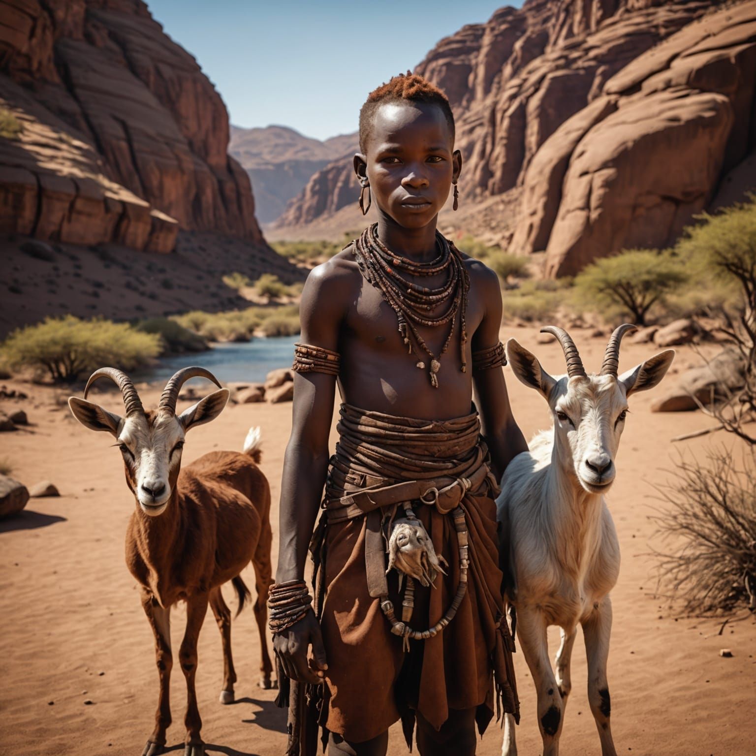 Photorealistic Himba Boy Portrait in Namibia