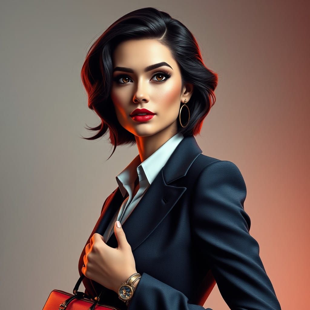 Sophisticated Business Woman in Pearlescent Portraiture