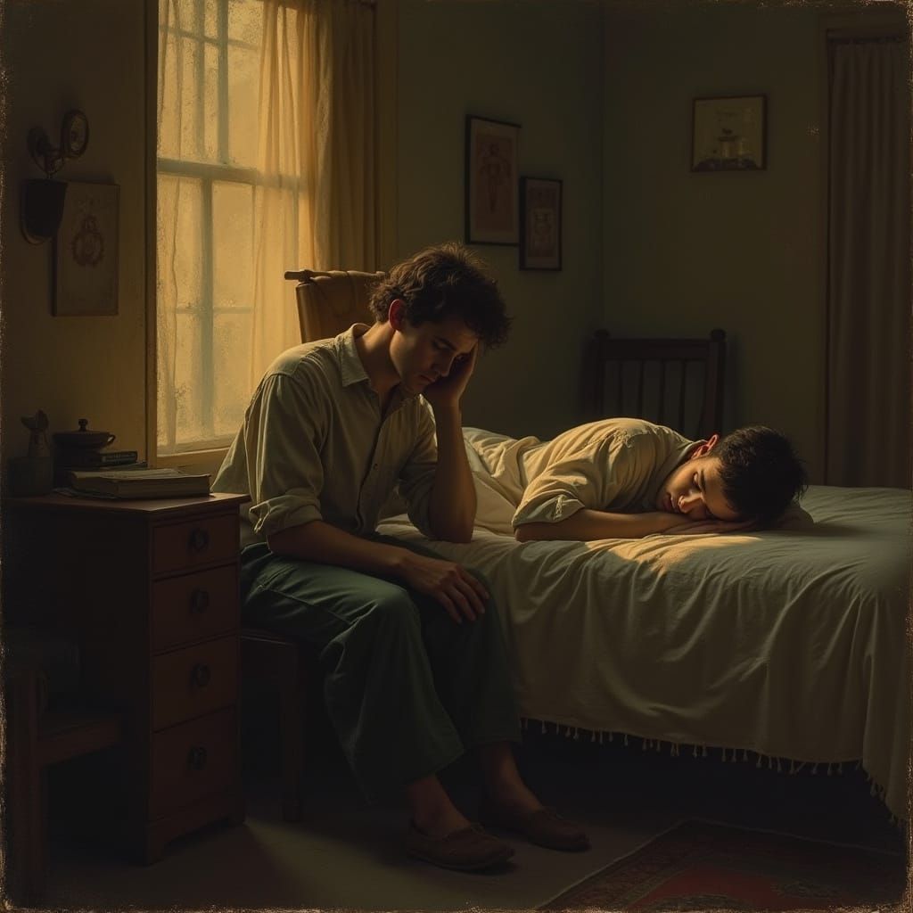 Intimate Scene in Realist Painting Style