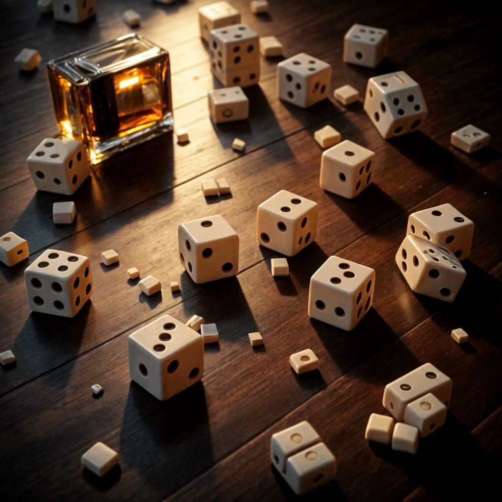 Game of Dice with Volumetric Lighting and Warm Colors