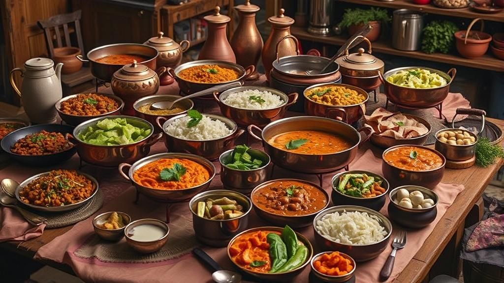 Indian Vegetarian Buffet with Copper Utensils