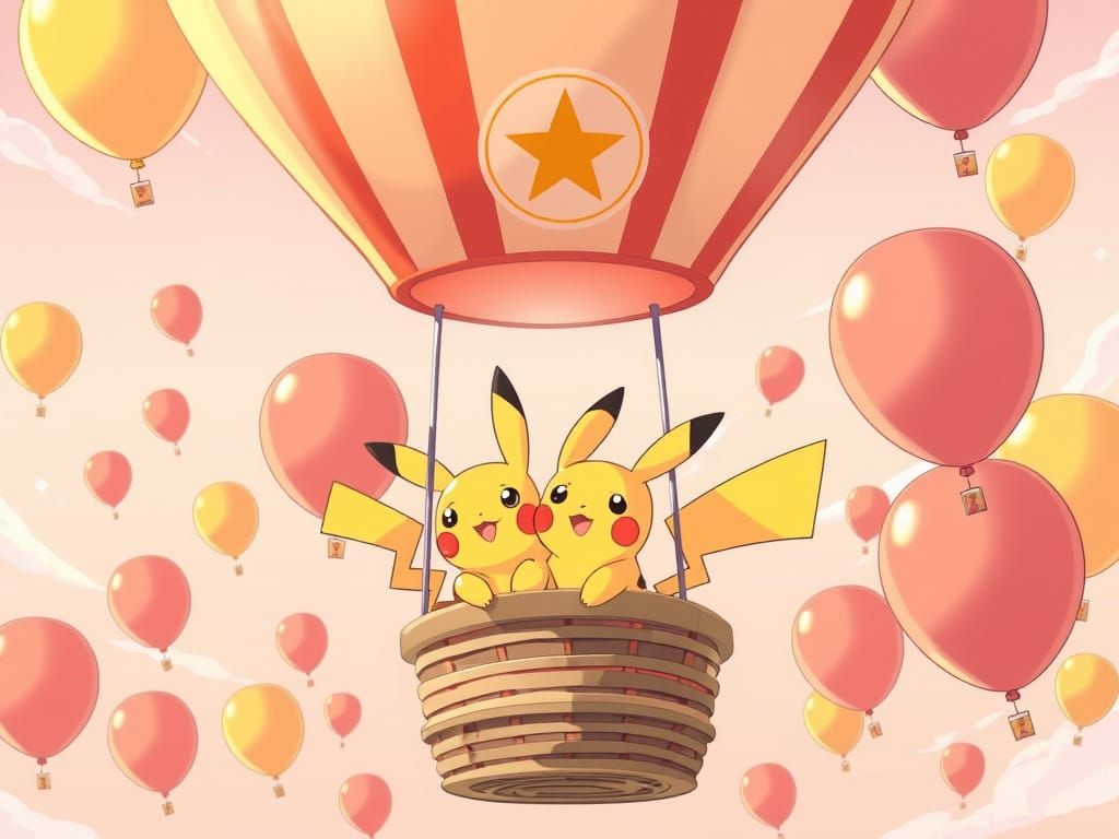 Pikachu in Ketchup Balloon: Anime-Style Adventure