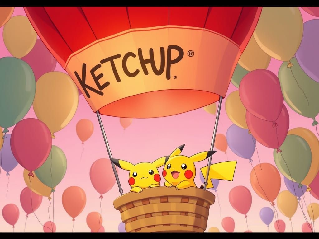 Pikachu in Ketchup Balloon: Anime Key Visual