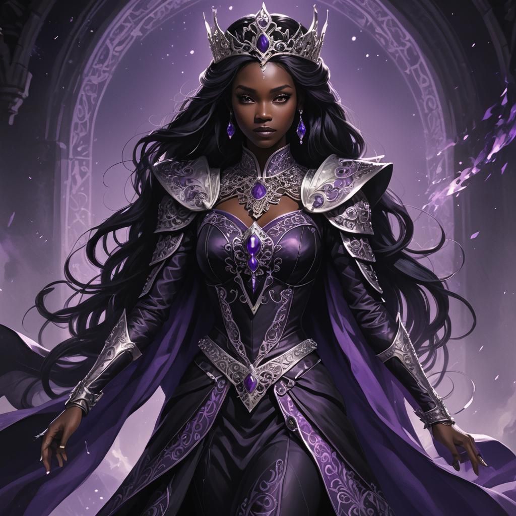 Purple-Black Kingdom Princess in Detailed Matte Painting