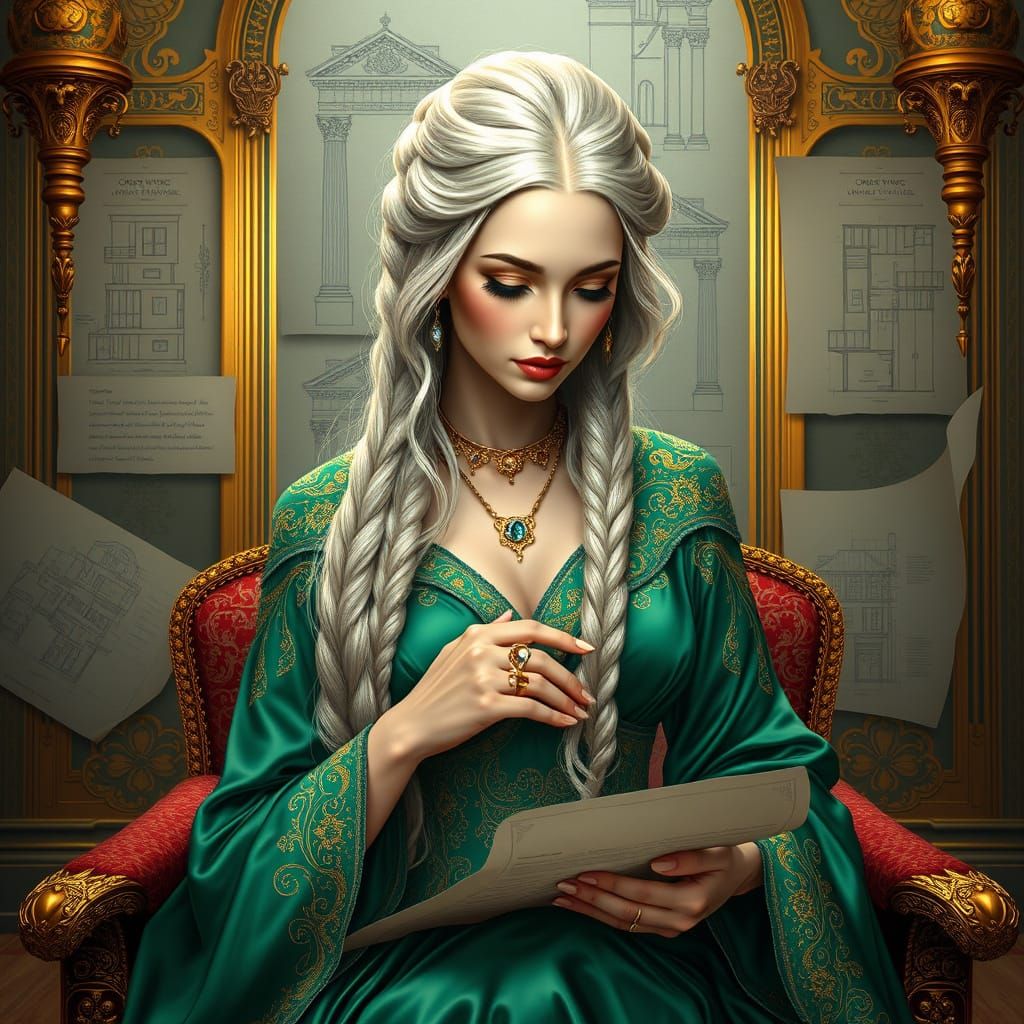 The Elegant Visionary of Onderonian Nobility in Golden Opule...