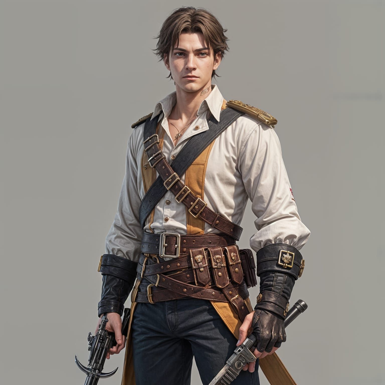 One Piece Style Pirate with Marine Uniform