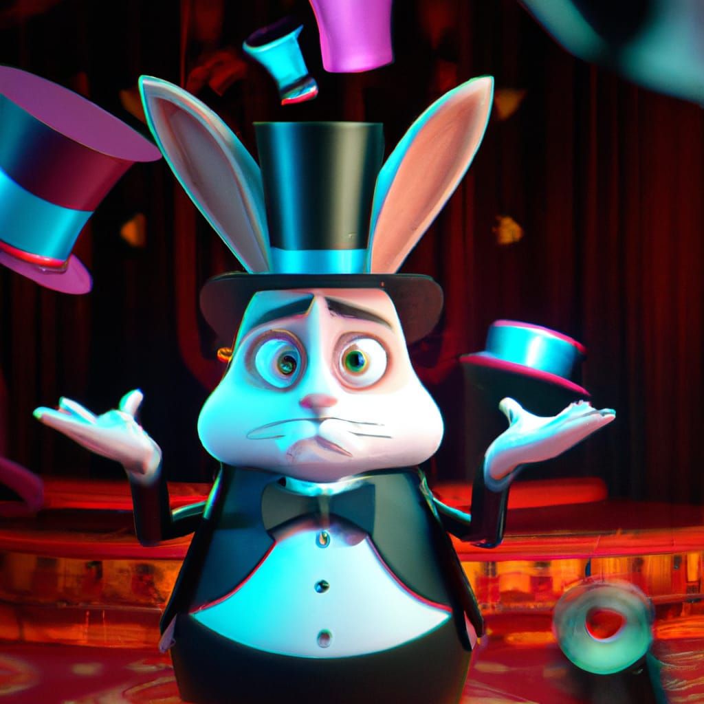 Magician Rabbit in Cabaret, 3D Toon Render