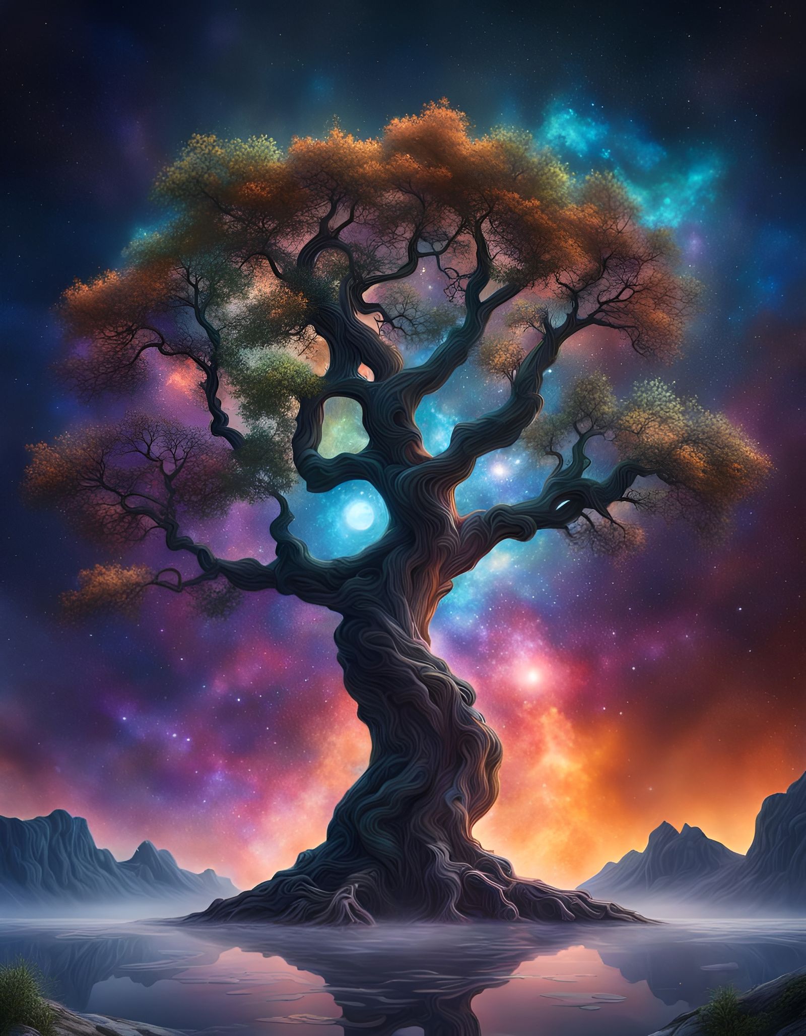 Tree of Life in Cosmic Night Sky