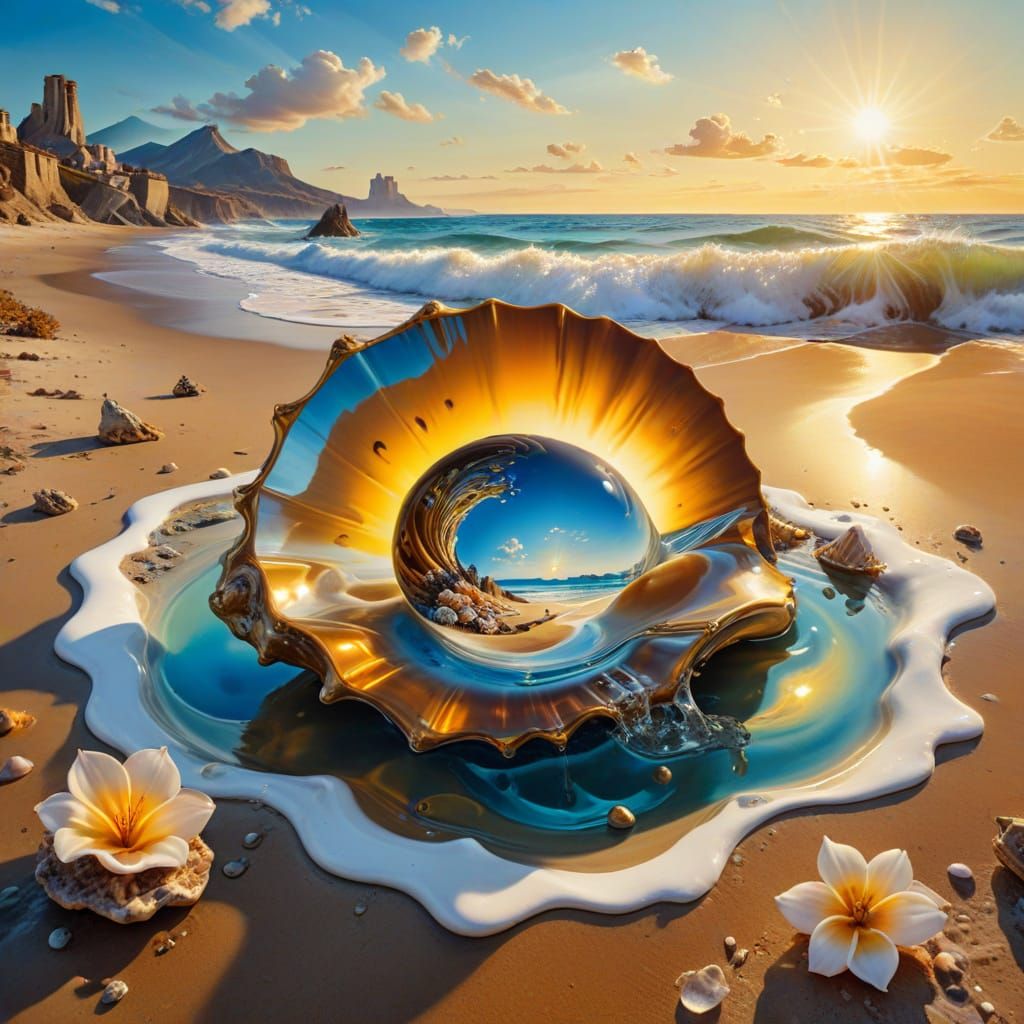 Dreamlike Surrealism: Seashell Spring Oasis