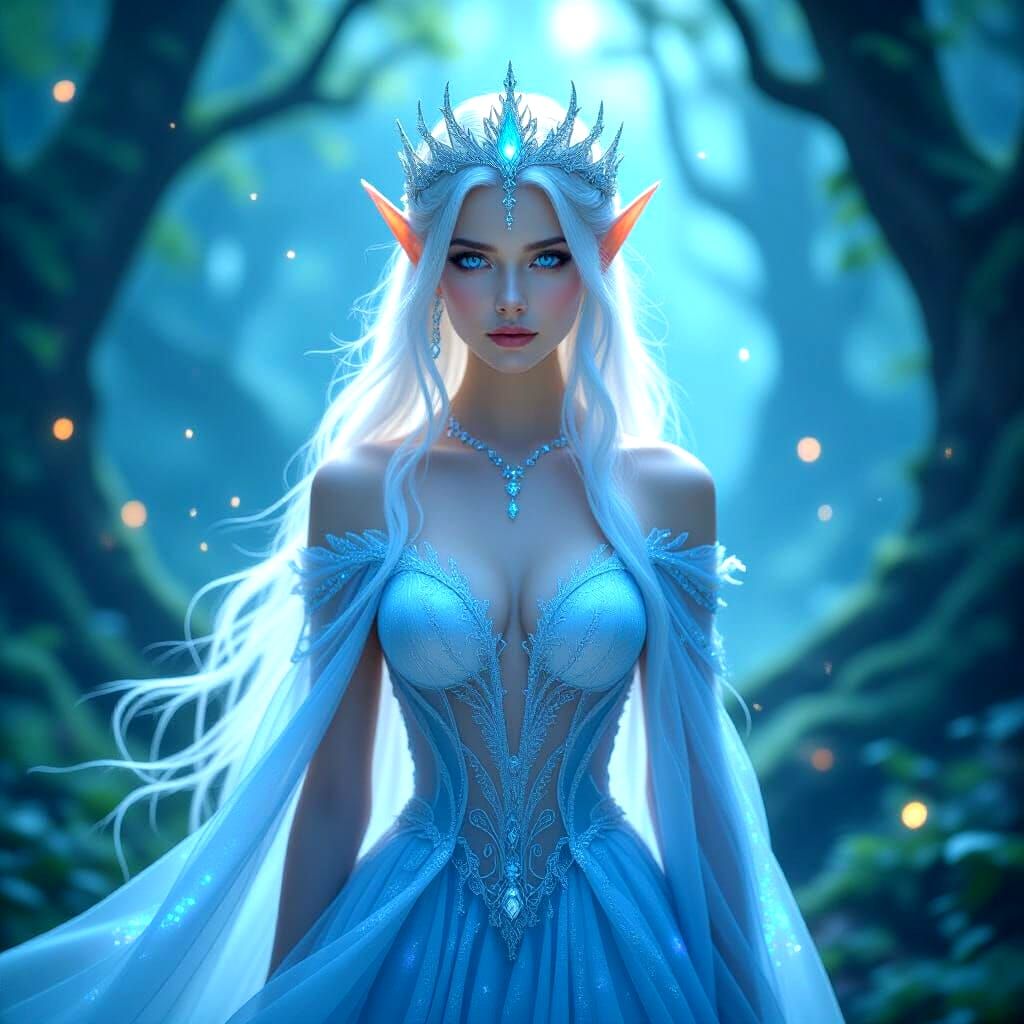 Ethereal Elf Princess in Enchanted Forest