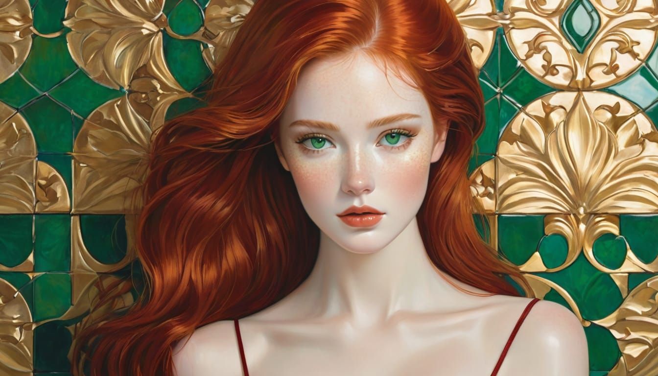 Cracked Porcelain Doll Portrait in Digital Art Style