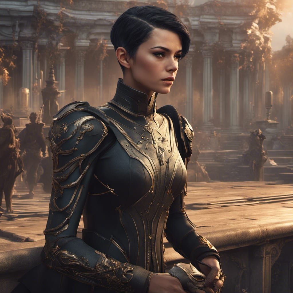 Woman with Buzz-Cut as Detailed Concept Art