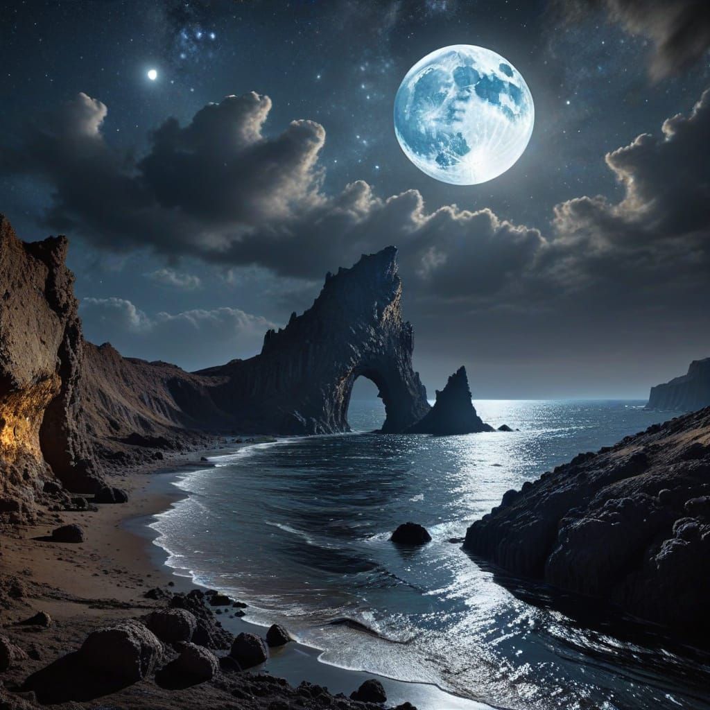Lunar Cratered God Gazing Over Milky Way Galaxy