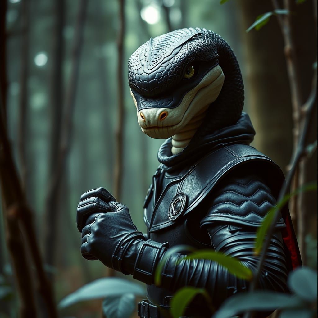 Snake Rogue in Mystical Forest, Cinematic Film Still