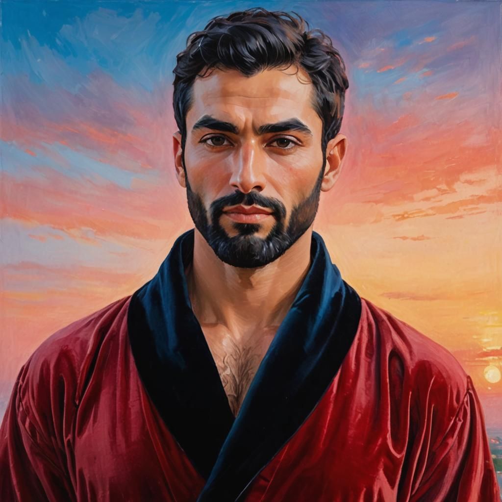 Portrait of Bearded Man in Impressionist Style