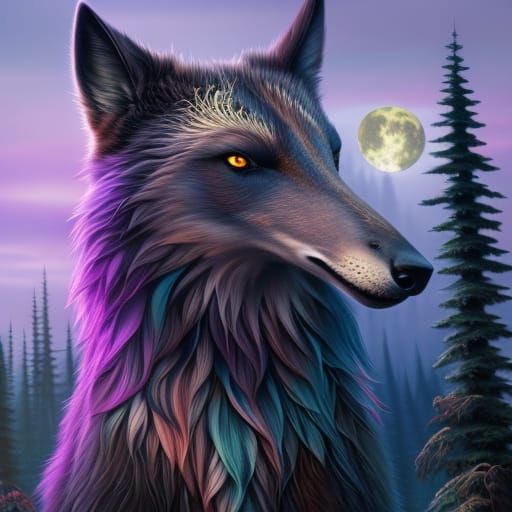 Howling Werewolf Portrait in Whimsical Fantasy Style
