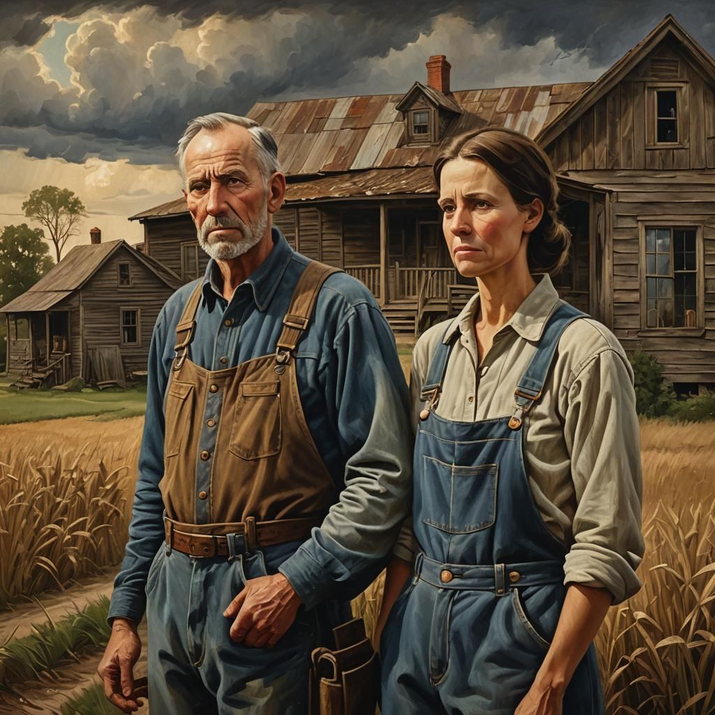 Regionalist Farmer and Wife in Iowa Home