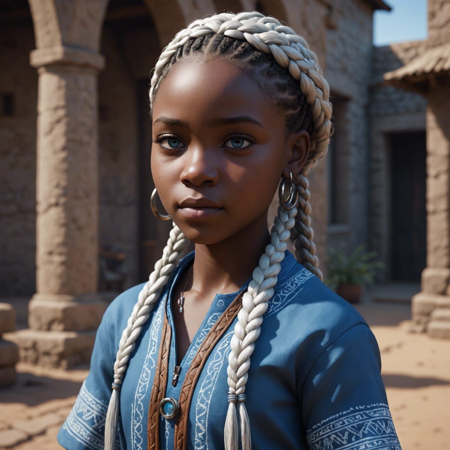 Striking Portrait of Girl with White Braids